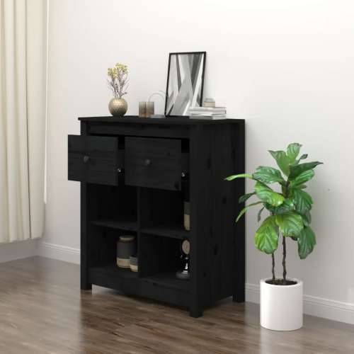 Komoda crna 70 x 35 x 80 cm od masivne borovine - Crna 1 Cijena
