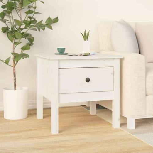 Bočni stolić bijeli 50x50x49 cm od masivne borovine Cijena