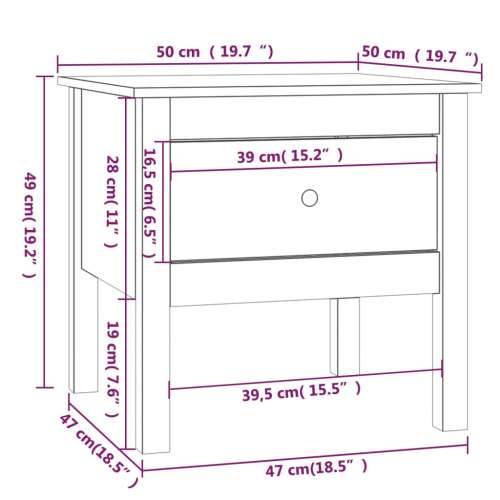 Bočni stolić boja meda 50x50x49 cm od masivne borovine - boja meda 50 x 50 x 49 cm 1 Cijena