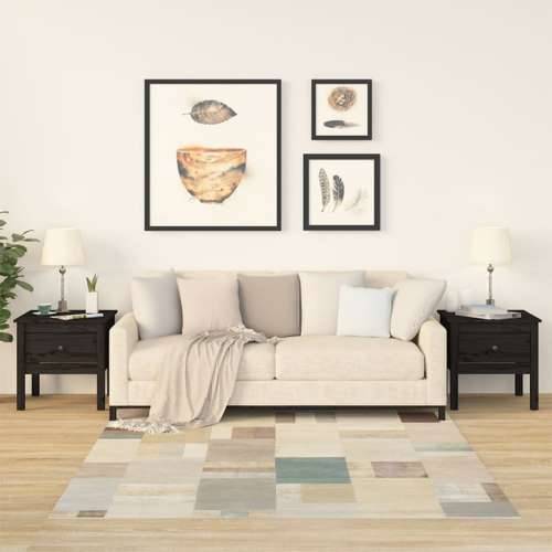 Bočni stolići 2 kom crni 50x50x49 cm od masivne borovine - Crna 50 x 50 x 49 cm 2 Cijena