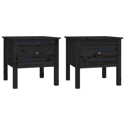 Bočni stolići 2 kom crni 50x50x49 cm od masivne borovine - Crna 50 x 50 x 49 cm 2 Cijena