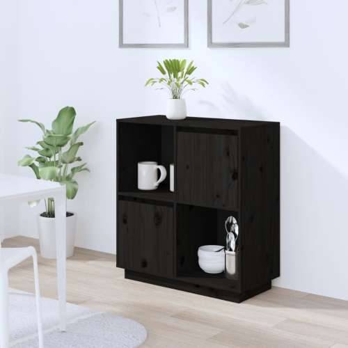 Komoda crna 74 x 35 x 80 cm od masivne borovine - Crna 1 Cijena
