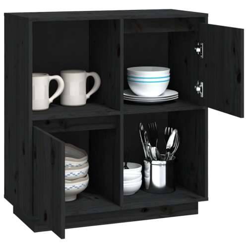 Komoda crna 74 x 35 x 80 cm od masivne borovine - Crna 1 Cijena