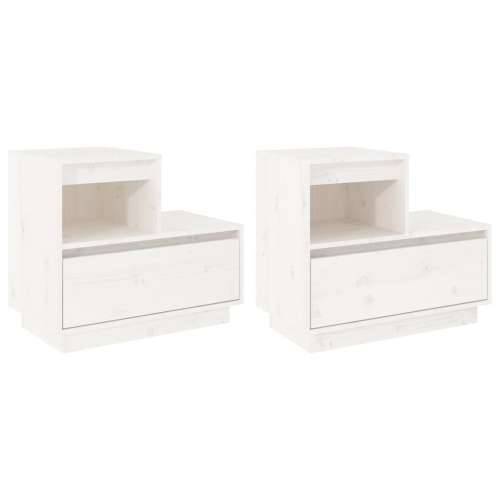 Noćni ormarići 2 kom bijeli 60x34x51 cm od masivne borovine - Bijela 2 Cijena