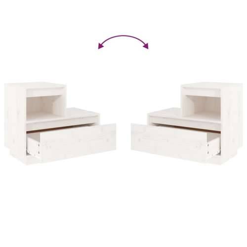 Noćni ormarići 2 kom bijeli 60x34x51 cm od masivne borovine - Bijela 2 Cijena