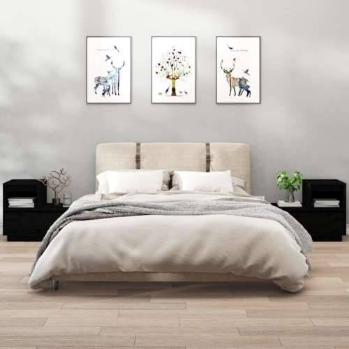 Noćni ormarići 2 kom Crno 60x34x51 cm od masivne borovine - Crna 2 Cijena