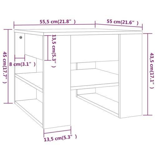Stolić za kavu boja hrasta 55,5x55x45 cm konstruirano drvo - Sivi hrast sonoma 1 Cijena