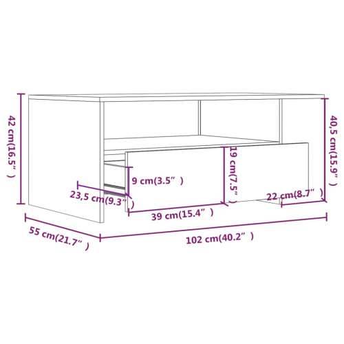Stolić za kavu boja hrasta 102x55x42 cm konstruirano drvo - Sivi hrast sonoma 1 Cijena