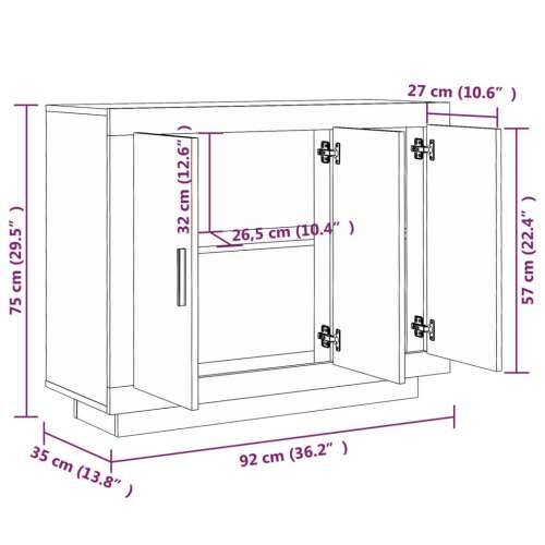 Komoda boja hrasta sonome 92x35x75 cm od konstruiranog drva - Sivi hrast sonoma 1 Cijena