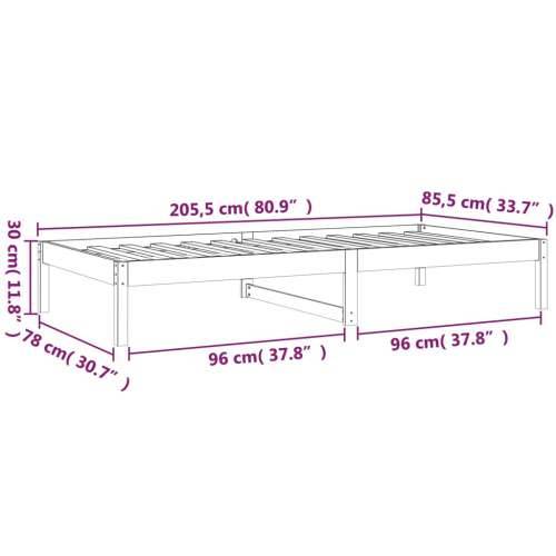 Dnevni krevet bez madraca 80 x 200 cm od masivne borovine - Prirodna 80 x 200 cm Cijena
