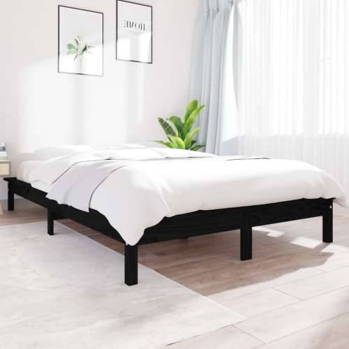 Okvir za krevet crni 200 x 200 cm od masivne borovine - Crna 200 x 200 cm Cijena