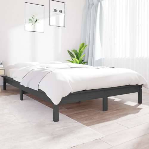 Okvir za krevet sivi 140x190 cm od masivnog drva - Siva 140 x 190 cm Cijena