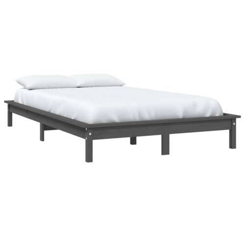 Okvir za krevet sivi 140x190 cm od masivnog drva - Siva 140 x 190 cm Cijena