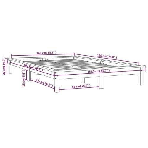 Okvir za krevet sivi 140x190 cm od masivnog drva - Siva 140 x 190 cm Cijena