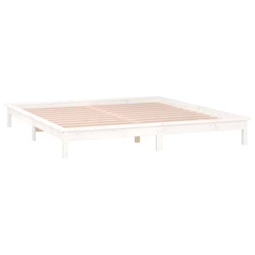 LED okvir kreveta bijeli 180x200 cm veliki bračni masivno drvo - Bijela 180 x 200 cm Cijena