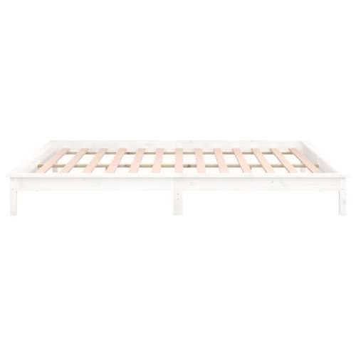 LED okvir kreveta bijeli 180x200 cm veliki bračni masivno drvo - Bijela 180 x 200 cm Cijena