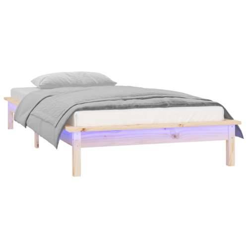 LED okvir kreveta 75 x 190 cm za jednu osobu od masivnog drva - Prirodna 75 x 190 cm Cijena