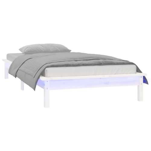 LED okvir kreveta bijeli 75x190 cm za jednu osobu masivno drvo - Bijela 75 x 190 cm Cijena