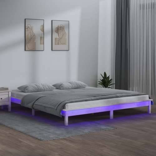 LED okvir kreveta bijeli 120x190 cm mali bračni masivno drvo - Bijela 120 x 190 cm Cijena