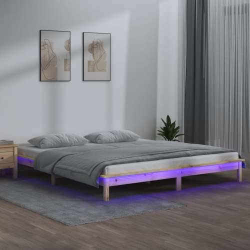 LED okvir za krevet 140 x 190 cm od masivnog drva