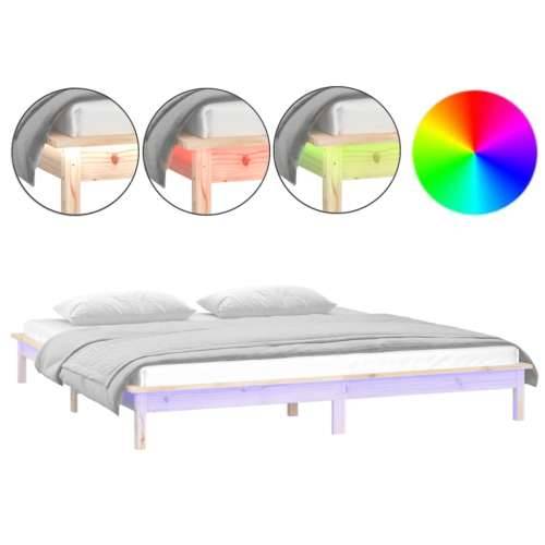 LED okvir za krevet 140 x 190 cm od masivnog drva - Prirodna 140 x 190 cm Cijena