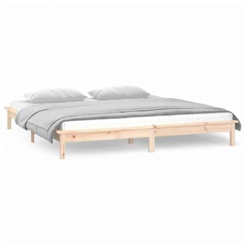LED okvir za krevet 140 x 190 cm od masivnog drva - Prirodna 140 x 190 cm Cijena