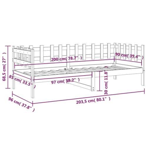 Dnevni ležaj smeđa boja meda 90x200 cm od masivne borovine - boja meda 90 x 200 cm Cijena