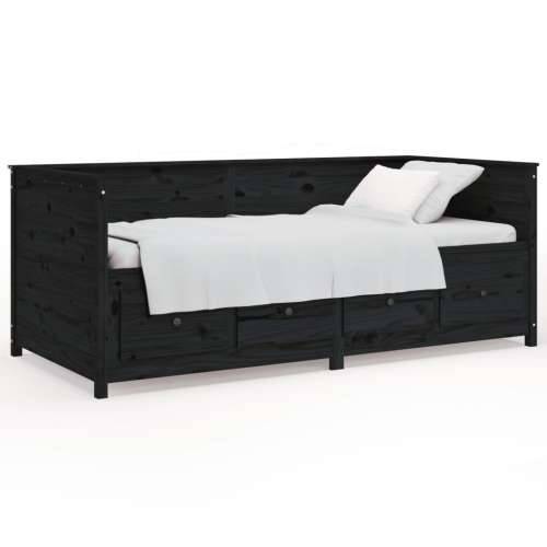 Dnevni krevet crni 100 x 200 cm od masivne borovine Cijena