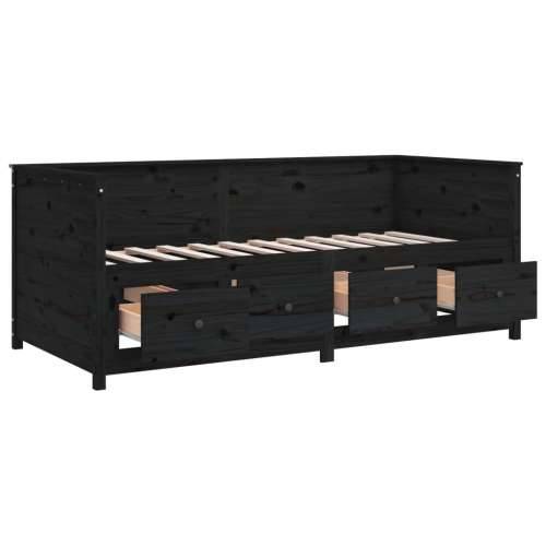 Dnevni krevet crni 100 x 200 cm od masivne borovine - Crna 100 x 200 cm Cijena