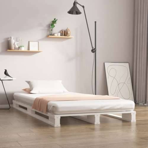Krevet od paleta bijeli 75x190 cm od masivne borovine mali