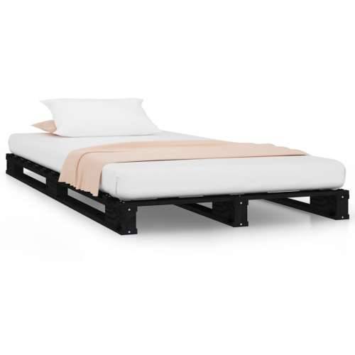 Krevet od paleta crni 75 x 190 cm od masivne borovine mali Cijena