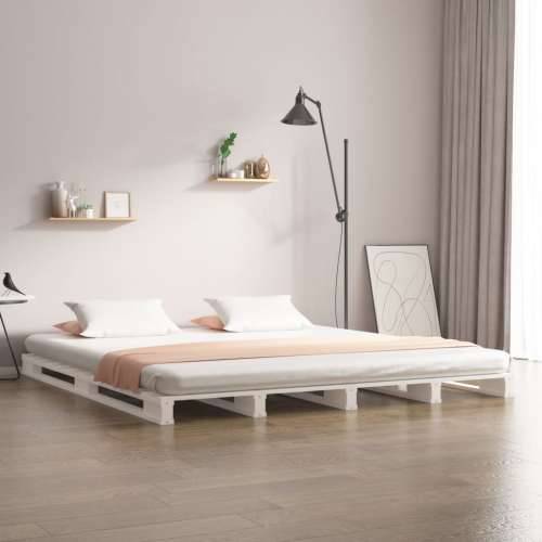Krevet od paleta bijeli 140 x 190 cm od masivne borovine