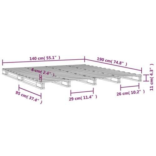 Krevet od paleta bijeli 140 x 190 cm od masivne borovine - Bijela 140 x 190 cm Cijena