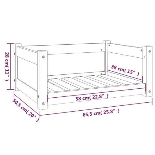 Krevet za pse 65,5 x 50,5 x 28 cm od masivne borovine - Prirodna 65.5 x 50.5 x 28 cm Cijena