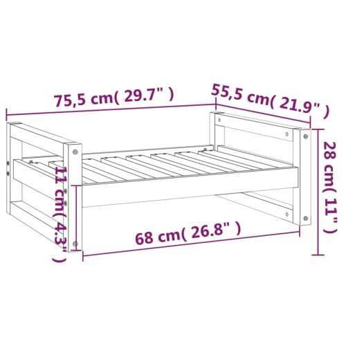 Krevet za pse crni 75,5x55,5x28 cm od masivne borovine Cijena