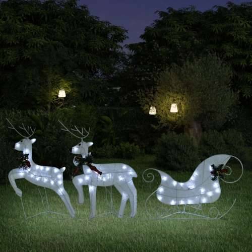 Božićni vanjski ukrasni sobovi i saonice 60 LED lampica bijeli Cijena
