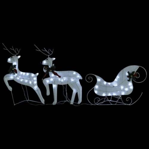 Božićni vanjski ukrasni sobovi i saonice 60 LED lampica bijeli Cijena