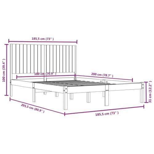 Okvir za krevet od masivnog drva 180 x 200 cm veliki bračni - Prirodna 180 x 200 cm Cijena