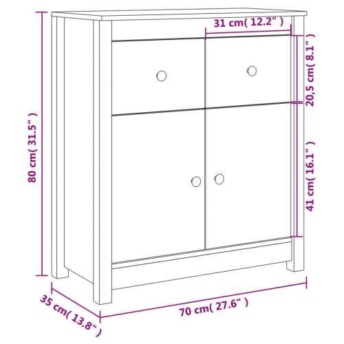Komoda 70 x 35 x 80 cm od masivne borovine - Prirodna 1 Komoda s 2 vrata Cijena