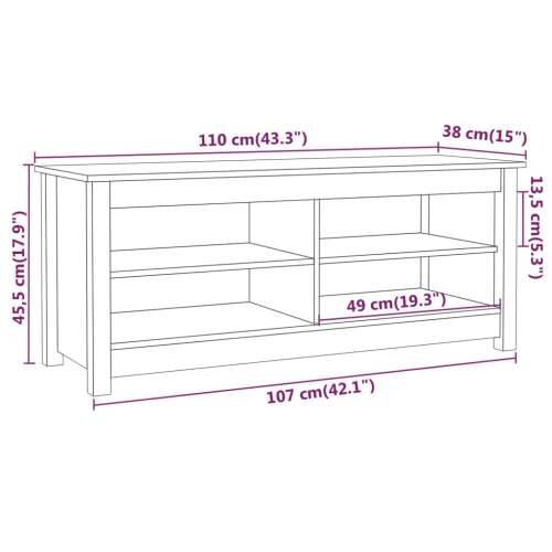 Klupa za cipele 110 x 38 x 45,5 cm od masivne borovine - Prirodna 1 110 cm Cijena