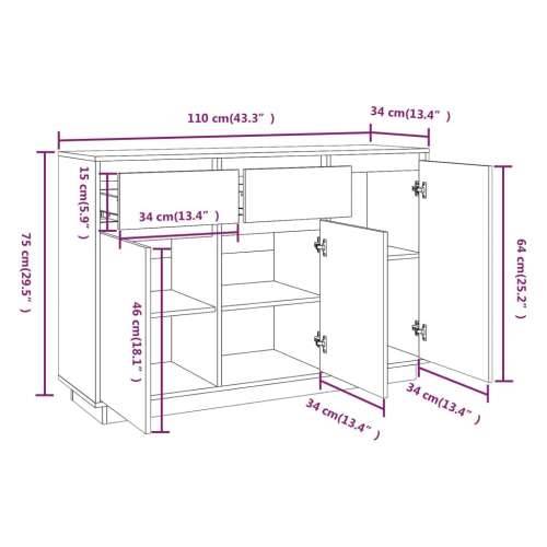 Komoda bijela 110 x 34 x 75 cm od masivne borovine - Bijela 1 Cijena