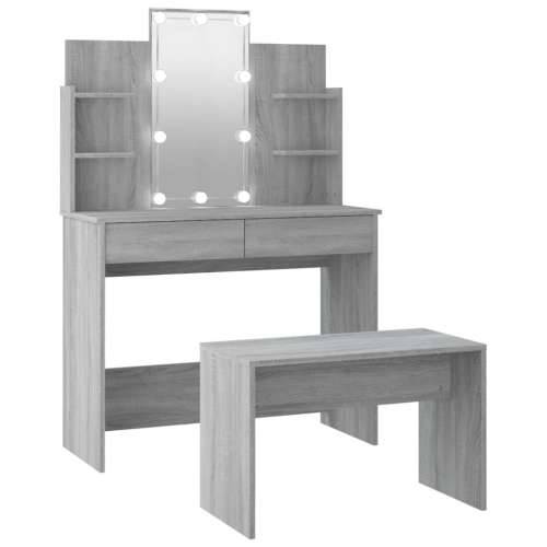 Set toaletnog stolića siva boja hrasta LED konstruirano drvo Cijena