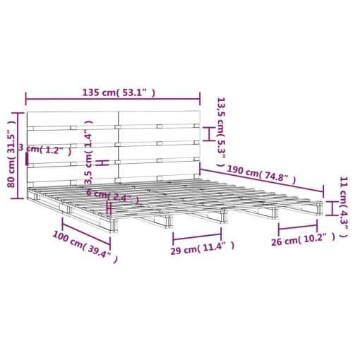 Okvir kreveta bez madraca bijeli 135 x 190 cm masivna borovina - Bijela 135 x 190 cm Cijena
