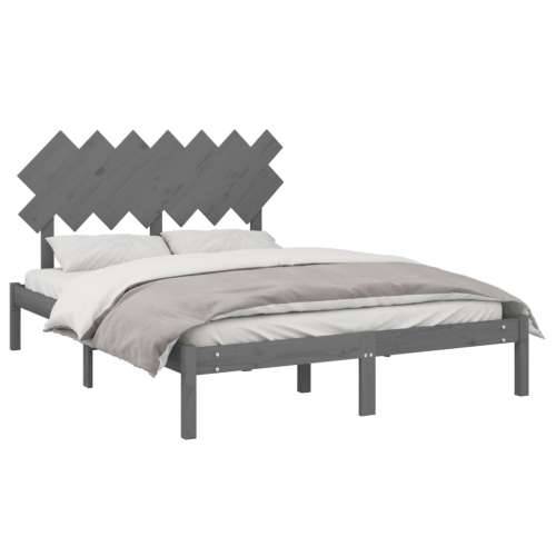 Okvir za krevet od masivnog drva sivi 150 x 200 cm bračni Cijena