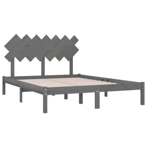 Okvir za krevet od masivnog drva sivi 150 x 200 cm bračni Cijena