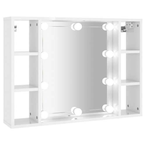 Ormarić s ogledalom i LED svjetlima sjajni bijeli 76x15x55 cm Cijena