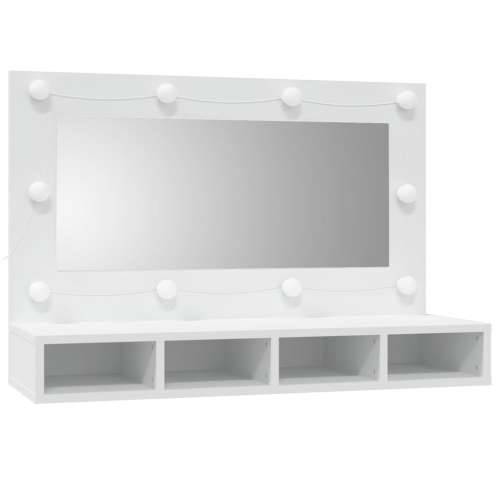 Ormarić s ogledalom i LED svjetlima bijeli 90 x 31,5 x 62 cm - Bijela 1 Cijena