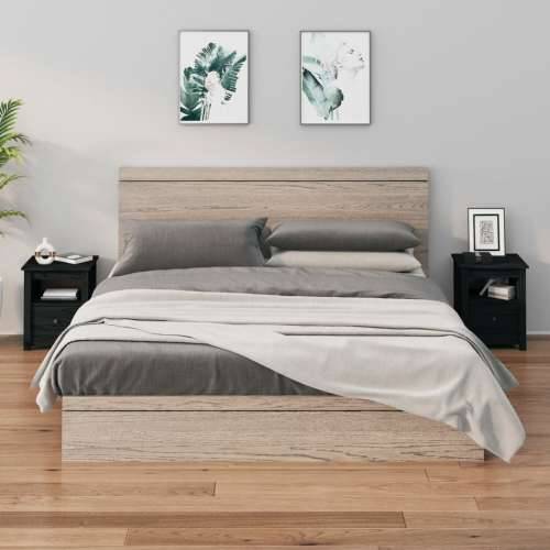 Noćni ormarići 2 kom Crno 40x35x49 cm od masivne borovine - Crna 2 Cijena