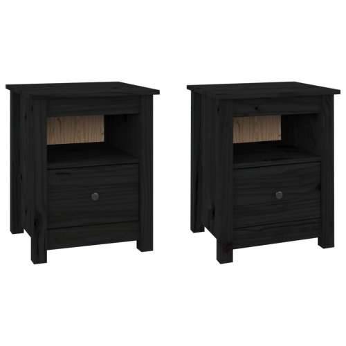 Noćni ormarići 2 kom Crno 40x35x49 cm od masivne borovine - Crna 2 Cijena