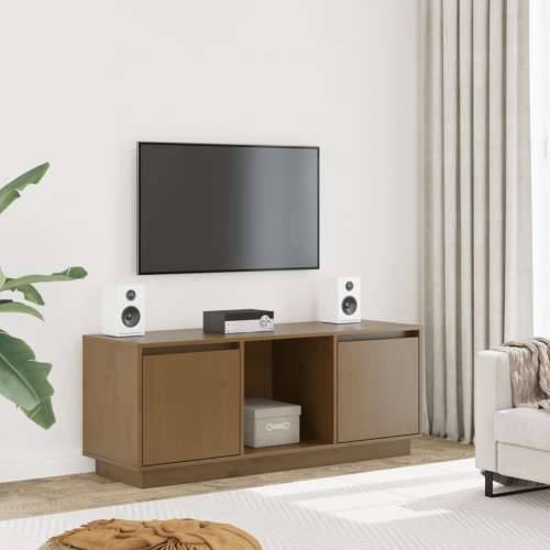 TV ormarić smeđa boja meda 110,5x35x44 cm od masivne borovine - boja meda 1 Cijena